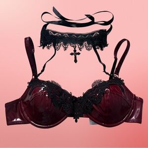 Lip Service X Nikiski Noir Bloodlust push up bra with lace choker